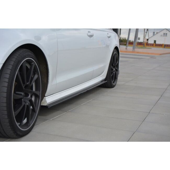 Maxton Design Seitenschweller Ansatz für Audi A6 C7 S-line/ S6 C7 Facelift schwarz Hochglanz