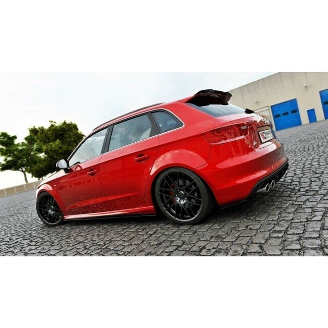 Maxton Design Seitenschweller Ansatz für Audi S3 / A3 S-Line 8V / 8V FL Sportback schwarz Hochglanz