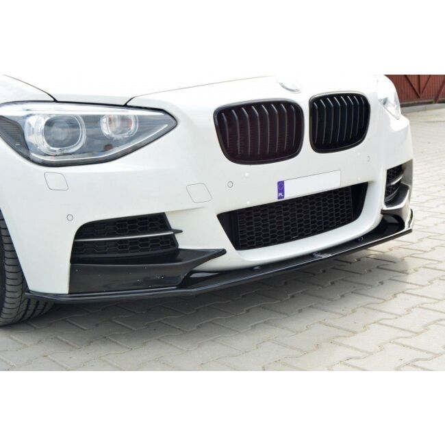 Maxton Design Front Ansatz für BMW 1er F20/F21 M-Power (vor Facelift) schwarz Hochglanz