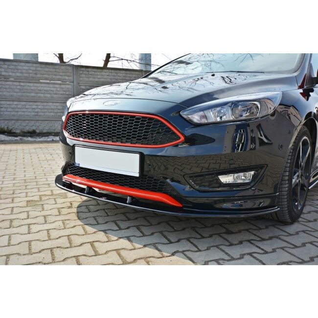 Maxton Design Front Ansatz V.1 / V1 für Ford Focus ST-Line Mk3 FL schwarz Hochglanz