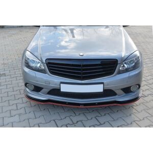 Maxton Design Front Ansatz für Mercedes C W204 AMG-Line (vor Facelift) schwarz Hochglanz