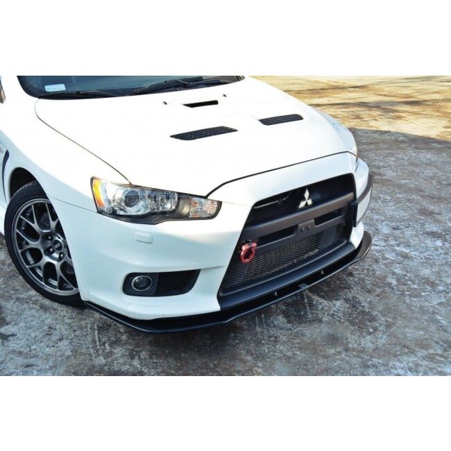 Maxton Design Front Ansatz V.1 / V1 für Mitsubishi Lancer Evo X schwarz Hochglanz