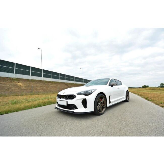 Maxton Design Front Ansatz V.2 / V2 für KIA STINGER GT schwarz Hochglanz