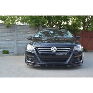 Maxton Design Front Ansatz V.1 / V1 für VW PASSAT CC vor Facelift, STANDARD STOßSTANGE schwarz Hochglanz