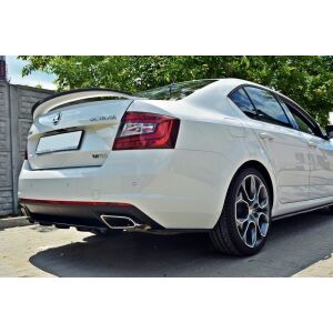 Maxton Design Mittlerer Heckdiffusor Ansatz für Skoda Octavia RS Mk3 / Mk3 FL Hatchback / Kombi schwarz Hochglanz