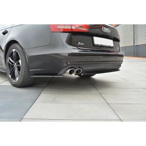 Maxton Design Heck Ansatz Flaps Diffusor für Audi A6 C7 Avant schwarz Hochglanz