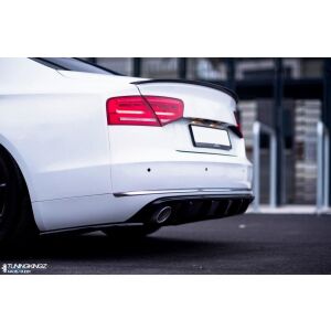 Maxton Design Heck Ansatz Flaps Diffusor für Audi A8 D4 schwarz Hochglanz