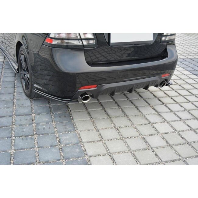 Maxton Design Heck Ansatz Flaps Diffusor für Saab 9-3 Aero Mk2 Facelift schwarz Hochglanz