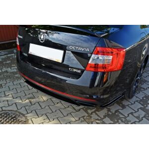 Maxton Design Heck Ansatz Flaps Diffusor für Skoda Octavia RS Mk3 / Mk3 FL Hatchback / Kombi schwarz Hochglanz