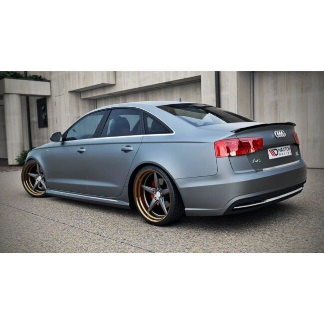 Maxton Design Spoiler CAP für AUDI A6 C7 S-LINE SEDAN schwarz Hochglanz