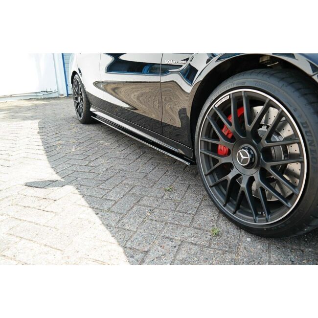Maxton Design Seitenschweller Ansatz für Mercedes C-Klasse S205 63 AMG Kombi schwarz Hochglanz