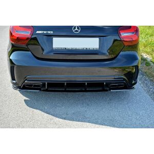 Maxton Design Heck Ansatz Flaps Diffusor für Mercedes A W176 AMG Facelift schwarz Hochglanz