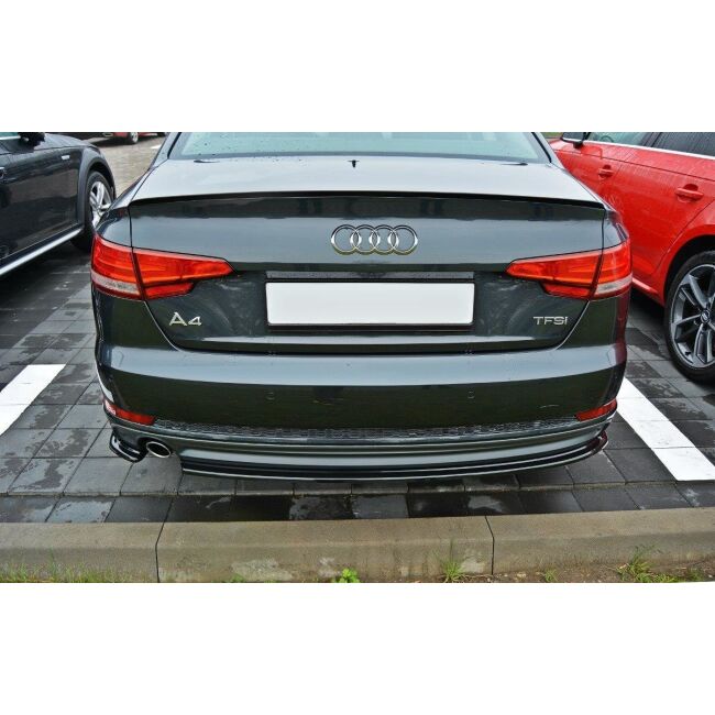 Maxton Design Spoiler CAP für Audi A4 S-Line B9 Limousine schwarz Hochglanz