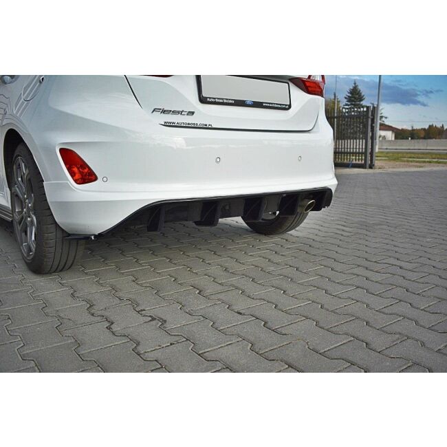 Maxton Design Heck Ansatz Flaps Diffusor V.1 / V1 für Ford Fiesta Mk8 ST-Line schwarz Hochglanz