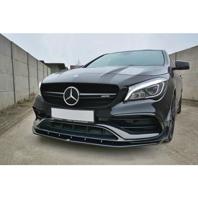 Maxton Design Front Ansatz V.1 / V1 für Mercedes CLA A45 AMG C117 Facelift schwarz Hochglanz