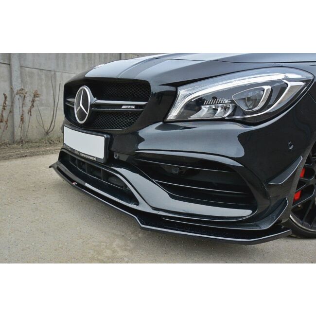 Maxton Design Front Ansatz V.2 / V2 für Mercedes CLA A45 AMG C117 Facelift schwarz Hochglanz
