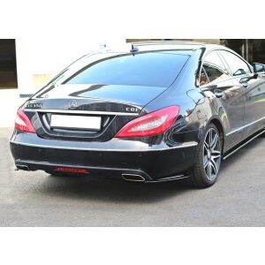 Maxton Design Heck Ansatz Flaps Diffusor für Mercedes CLS C218 schwarz Hochglanz