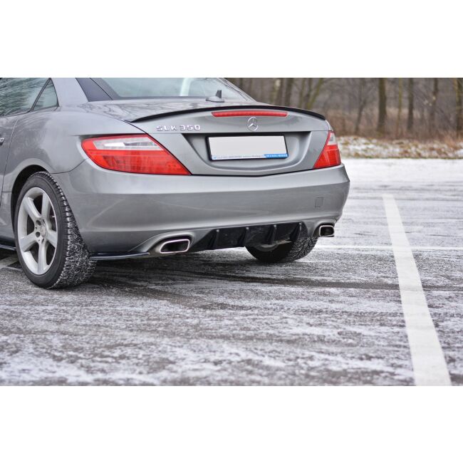 Maxton Design Heckdiffusor Ansatz für Mercedes SLK R172 schwarz Hochglanz