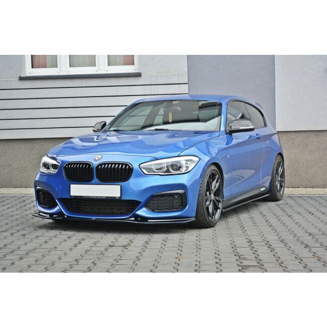 Maxton Design Front Ansatz V.3 / V3 für  BMW 1er F20/F21 M-Power schwarz Hochglanz