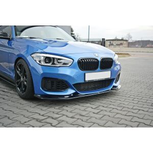 Maxton Design Front Ansatz V.3 / V3 für  BMW 1er F20/F21 M-Power schwarz Hochglanz