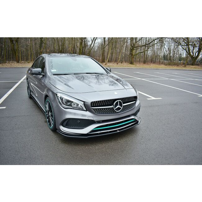 Maxton Design Front Ansatz V.1 / V1 für Mercedes CLA C117 AMG-LINE FACELIFT schwarz Hochglanz