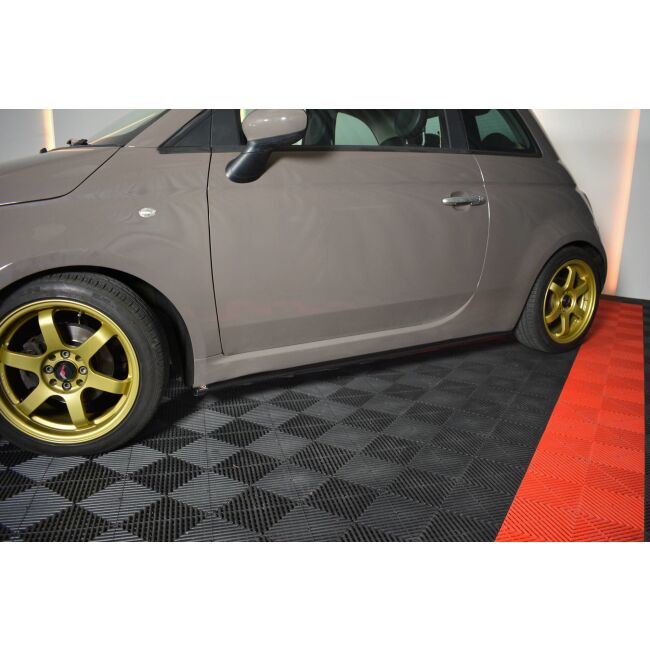 Maxton Design Seitenschweller Ansatz für FIAT 500 HATCHBACK vor Facelift schwarz Hochglanz