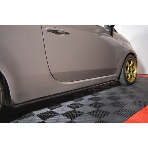 Maxton Design Seitenschweller Ansatz für FIAT 500 HATCHBACK vor Facelift schwarz Hochglanz