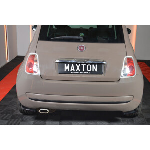 Maxton Design Heck Ansatz Flaps Diffusor für FIAT 500 HATCHBACK vor Facelift schwarz Hochglanz