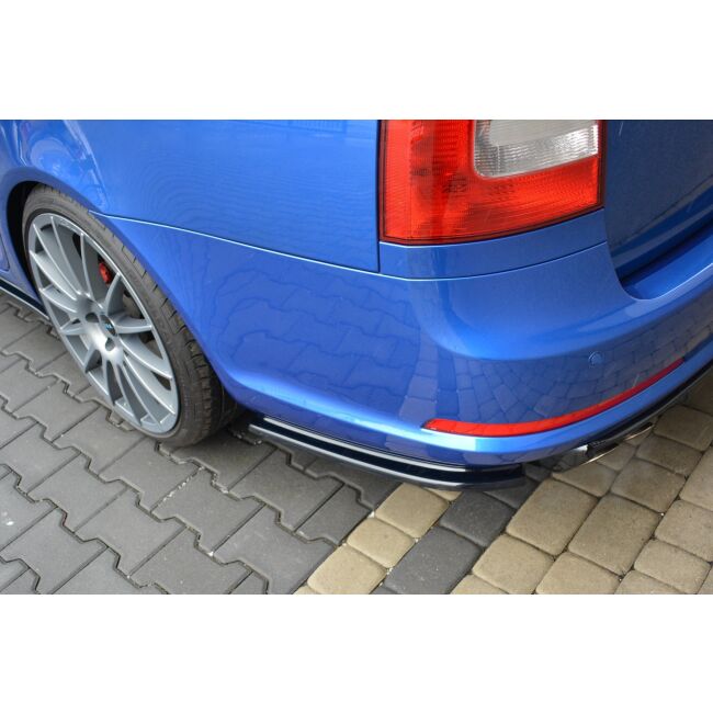 Maxton Design Heck Ansatz Flaps Diffusor für Skoda Octavia RS Mk2 / Mk2 FL Limousine / Combi schwarz Hochglanz