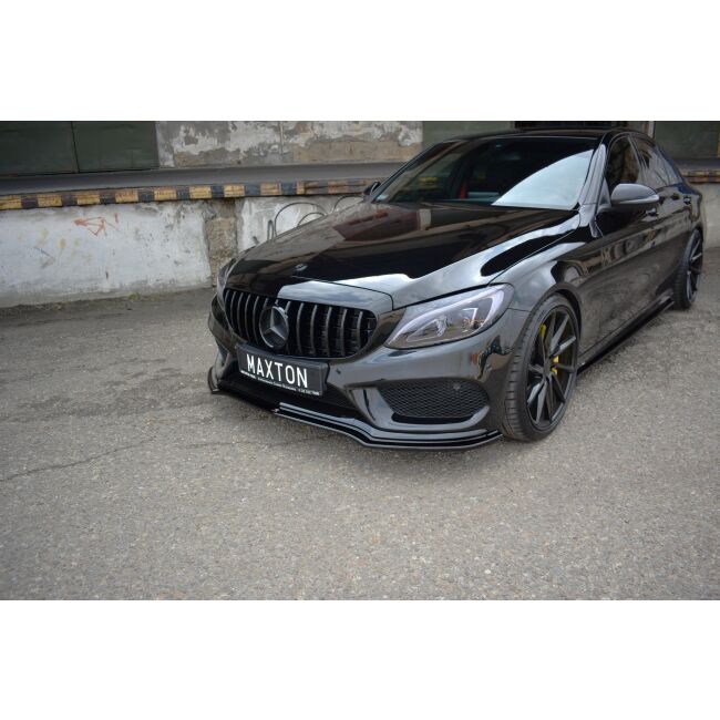 Maxton Design Front Ansatz V.1 / V1 für MERCEDES- BENZ C43 AMG W205 schwarz Hochglanz