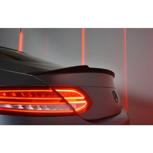 Maxton Design Spoiler CAP für MERCEDES- BENZ C-KLASSE W205 COUPE AMG-LINE schwarz Hochglanz