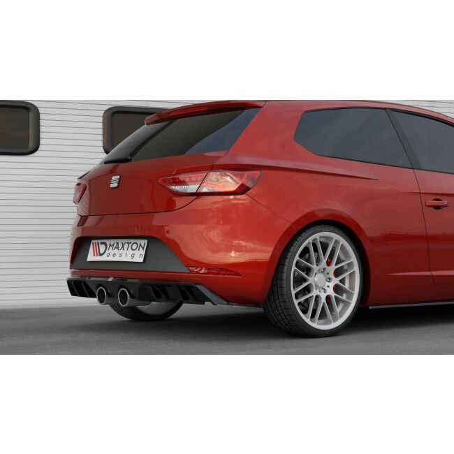 Maxton Design Heckdiffusor Ansatz V.2 / V2 für Seat Leon Cupra Mk3 FL Hatchback schwarz Hochglanz