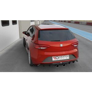 Maxton Design Heckdiffusor Ansatz V.2 / V2 für Seat Leon Cupra Mk3 FL Hatchback schwarz Hochglanz