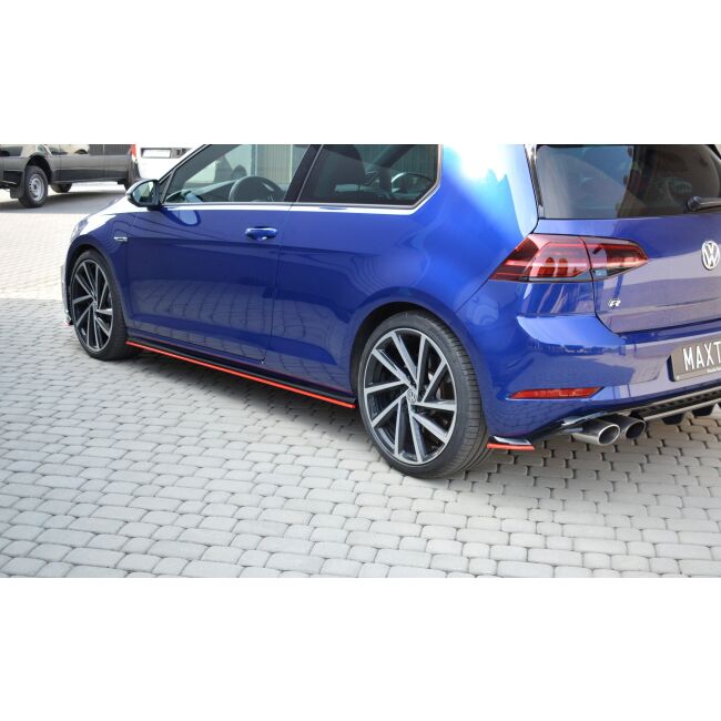 Maxton Design Seitenschweller Ansatz für V.2 / V2 für VW Golf 7 R / R-Line Facelift schwarz Hochglanz
