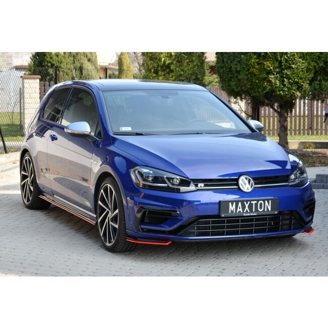 Maxton Design Front Ansatz für V.8 / V8 VW Golf 7 R / R-Line Facelift schwarz Hochglanz