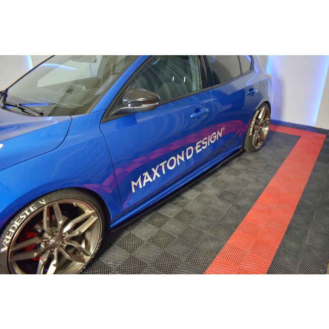 Maxton Design Seitenschweller Ansatz für V.3 / V3 für Ford Focus ST / ST-Line Mk4 schwarz Hochglanz