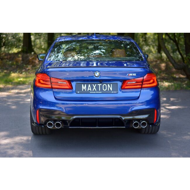Maxton Design Mittlerer Heckdiffusor Ansatz für BMW M5 F90 schwarz Hochglanz