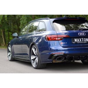 Maxton Design Heck Ansatz Flaps Diffusor für Audi RS4 B9 Avant schwarz Hochglanz