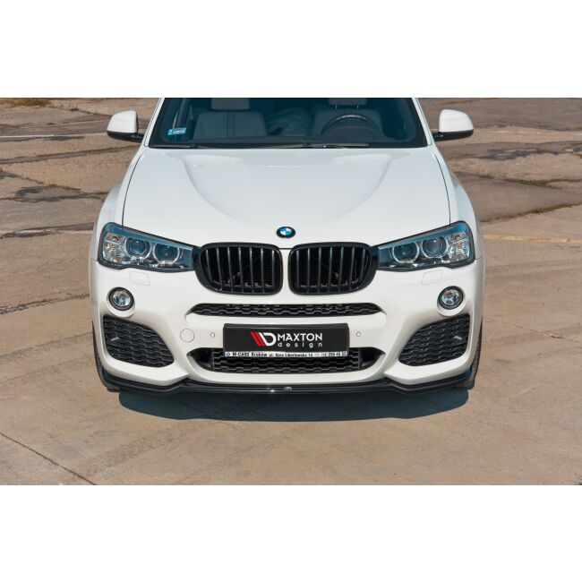 Maxton Design Front Ansatz für BMW X3 F25 M-Paket Facelift schwarz Hochglanz