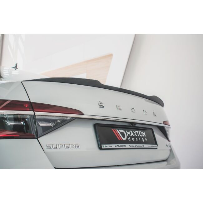 Maxton Design Spoiler CAP V.2 / V2 für Skoda Superb Mk3 / Mk3 FL Hatchback schwarz Hochglanz