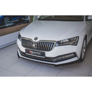 Maxton Design Front Ansatz V.1 / V1 für Skoda Superb Mk3 FL schwarz Hochglanz