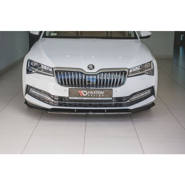 Maxton Design Front Ansatz V.2 / V2 für Skoda Superb Mk3 FL schwarz Hochglanz