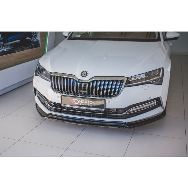 Maxton Design Front Ansatz V.3 / V3 für Skoda Superb Mk3 FL schwarz Hochglanz