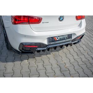Maxton Design Heck Ansatz Flaps Diffusor für BMW 1er F20 Facelift M-power schwarz Hochglanz