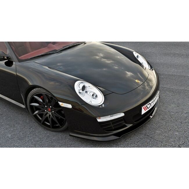 Maxton Design Front Ansatz für PORSCHE 911 Carrera 997.2 Facelift schwarz Hochglanz