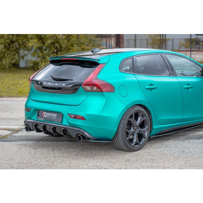 Maxton Design Heck Ansatz Flaps Diffusor für Volvo V40 R-design schwarz Hochglanz