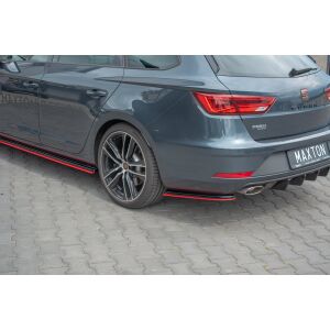 Maxton Design Heck Ansatz Flaps Diffusor passend für V.2 / V2 Seat Leon Mk3 Cupra ST Facelift schwarz Hochglanz