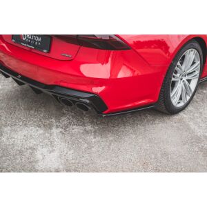 Maxton Design Heck Ansatz Flaps Diffusor für Audi S7 C8 schwarz Hochglanz