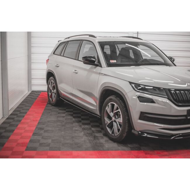 Maxton Design Seitenschweller Ansatz für Skoda Kodiaq Mk1 Sportline/RS schwarz Hochglanz