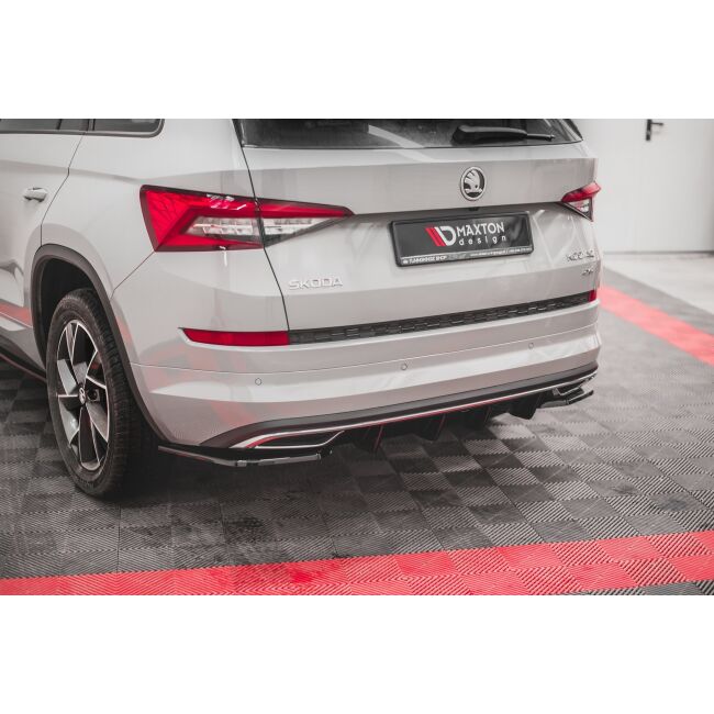 Maxton Design Heck Ansatz Flaps Diffusor für Skoda Kodiaq Mk1 Sportline schwarz Hochglanz